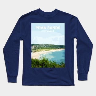 Praa Sands Cornwall. Cornish gift. Travel poster Long Sleeve T-Shirt